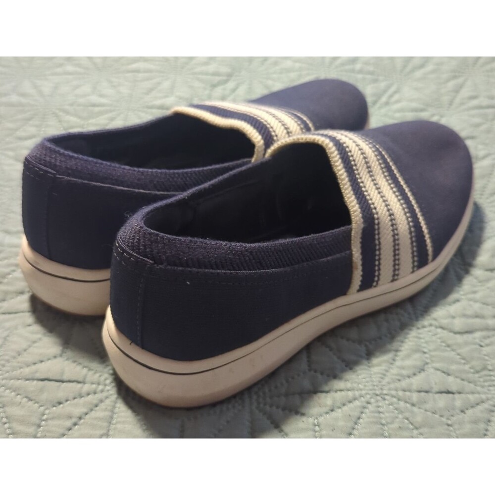 Clarks Women's Cloudsteppers BreezeSky Mist Sz 6 Washable Slip-Ons Navy Stretch - Picture 4 of 10